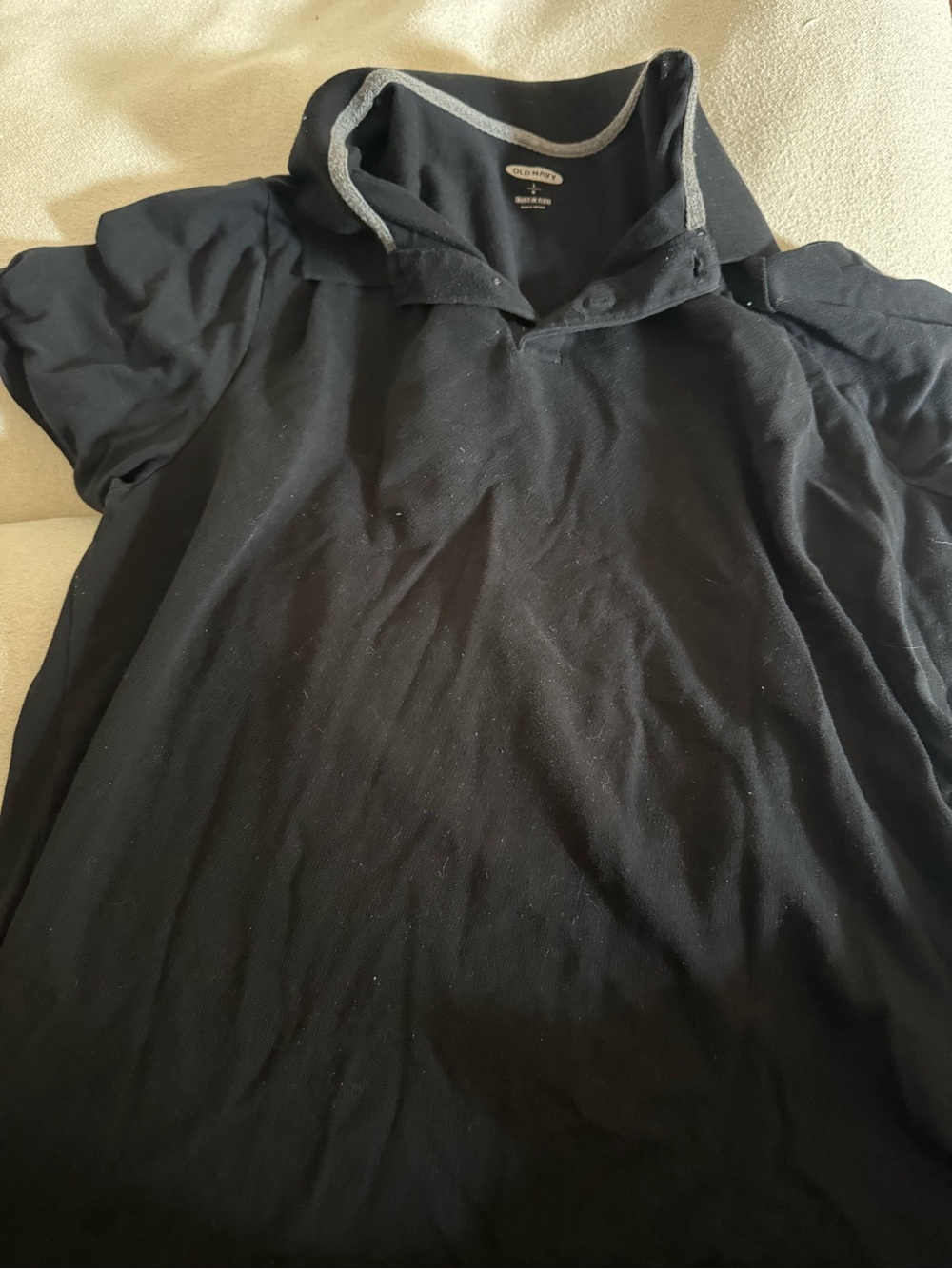 Old Navy Men's Polo Shirt in Black with Gray Trim